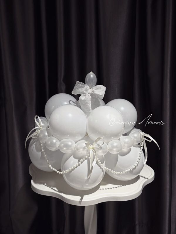 Minimalist White Balloon Cake