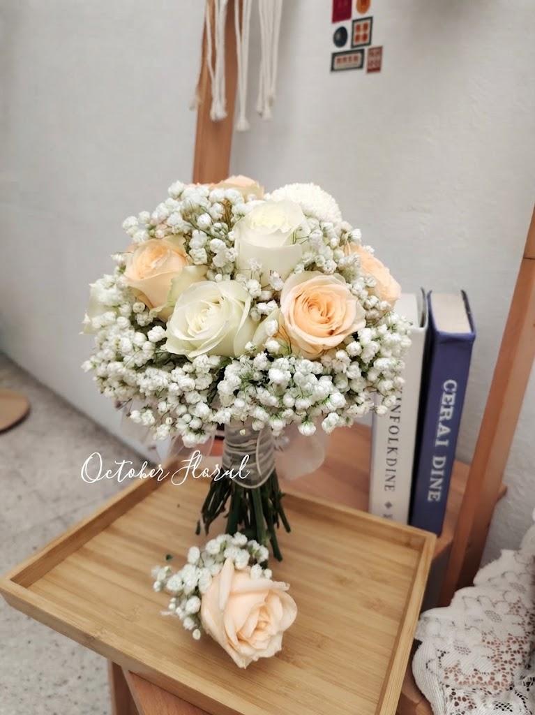 Elegance Bridal Set - Champagne & White Rose Hand Bouquet with Boutonniere – photo 2