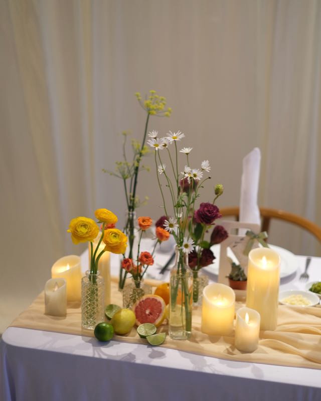 Sunshine Fruit Wedding Table Florals – photo 3