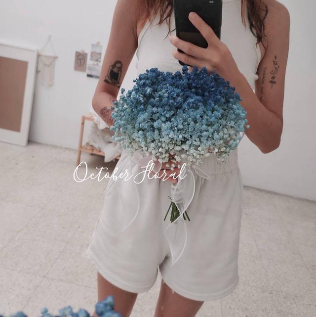 Ocean Blue - Gradient Baby's Breath Hand-Tied Bouquet