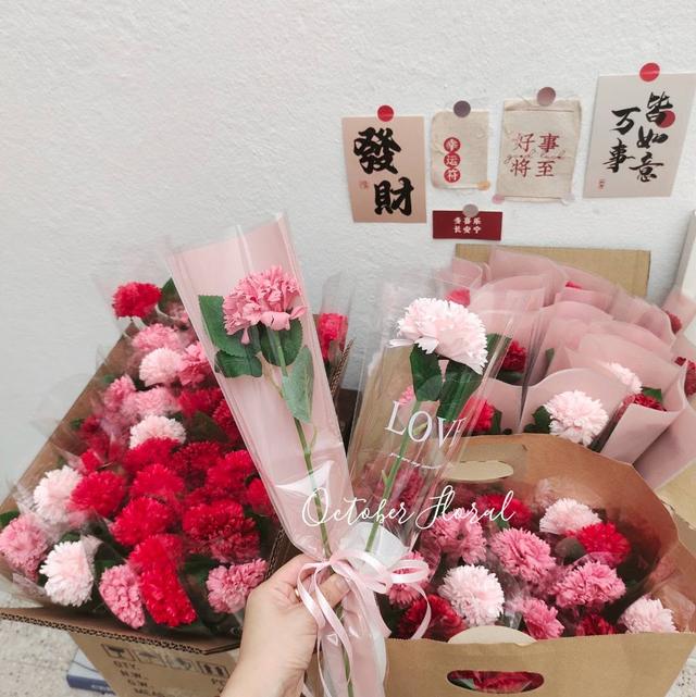 Elegance of Love - Single Carnation Gift Bouquet (Multi-Color)