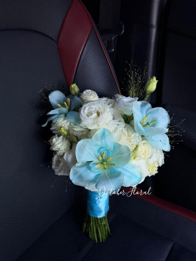 Frosty Breeze - Light Blue Tulip & White Rose Bridal Bouquet (copy)